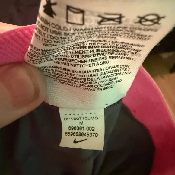 Nike Pro Womens Medium Leggings Gray Pink Waist Band - Picture 6 of 6